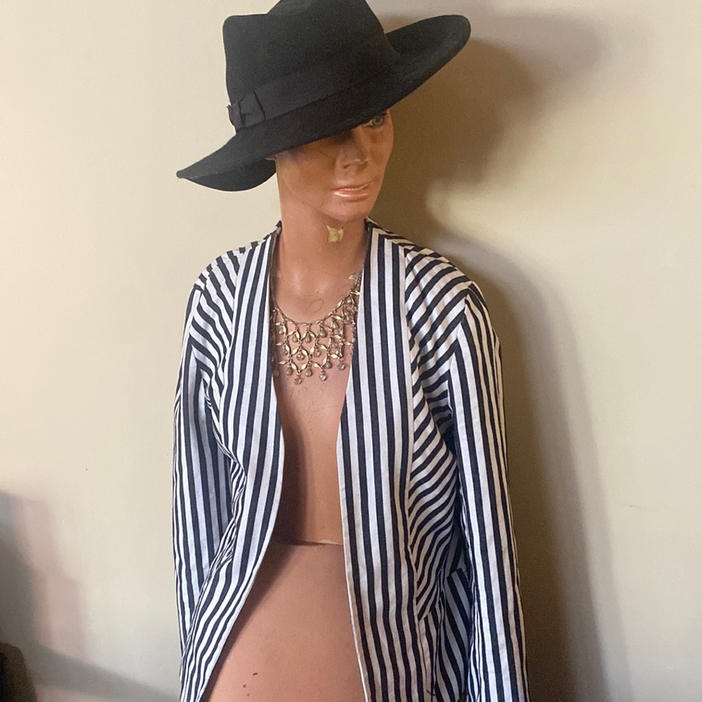 Black and white striped blazer